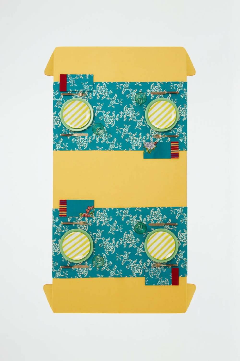 Lisa Corti tovaglietta doppia cotone 50x150cm kandem queen green Presa