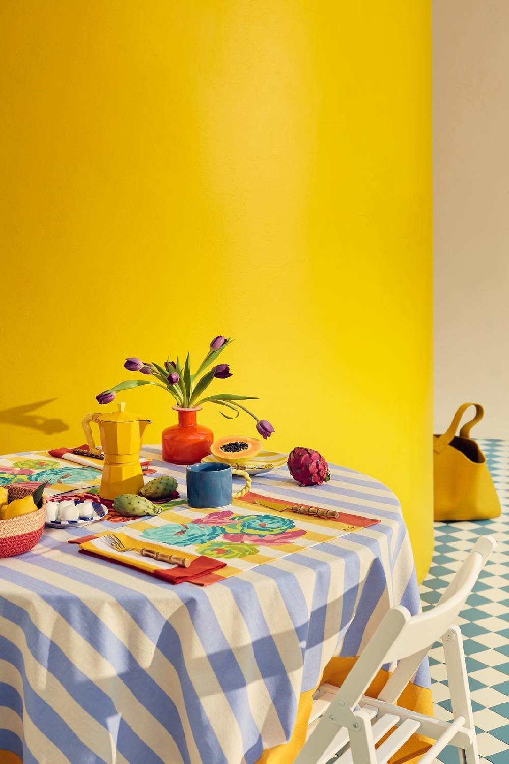 Lisa Corti tovagliolo cotone 50x50cm la veste x lisa corti nizam stripes sun yellow natural Vendita Calda