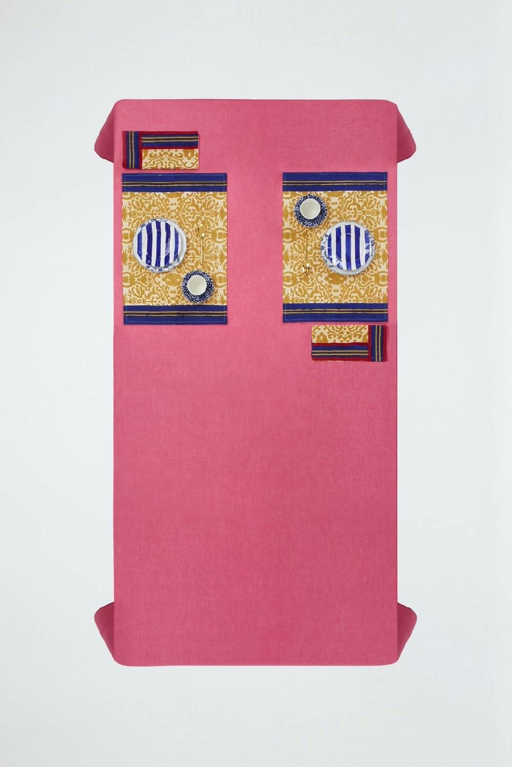 Lisa Corti tovagliolo cotone 50x50cm damask stripes chutney In Saldo