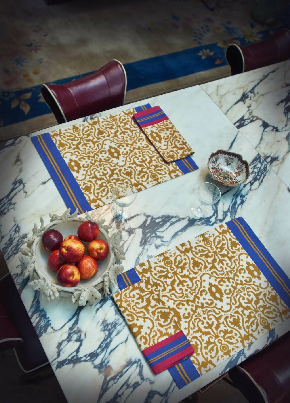 Lisa Corti tovagliolo cotone 50x50cm damask stripes chutney In Saldo