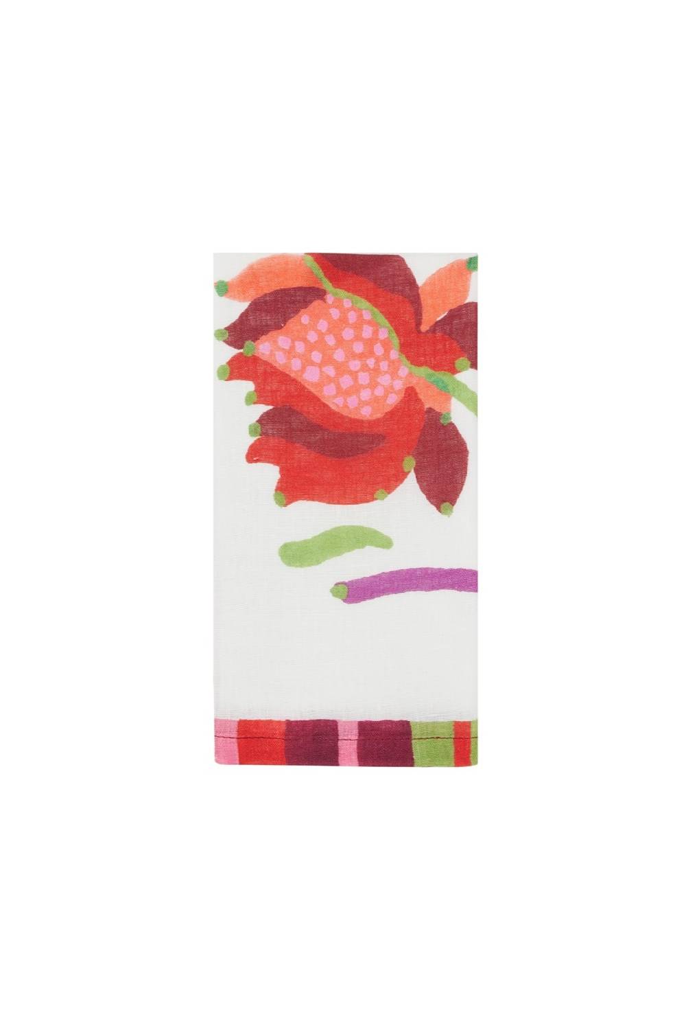 Lisa Corti tovagliolo lino 50x50cm japanese white red pink Moda