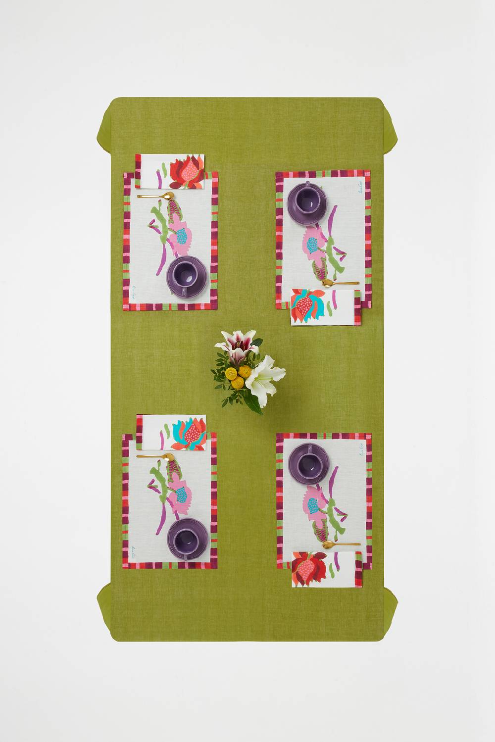 Lisa Corti tovagliolo lino 50x50cm japanese white red pink Moda