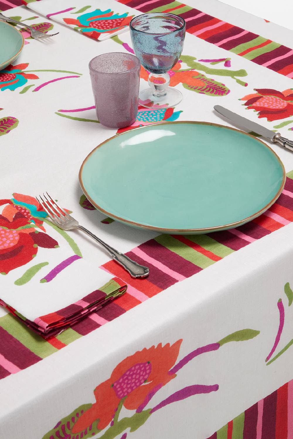 Lisa Corti tovagliolo lino 50x50cm japanese white red pink Moda