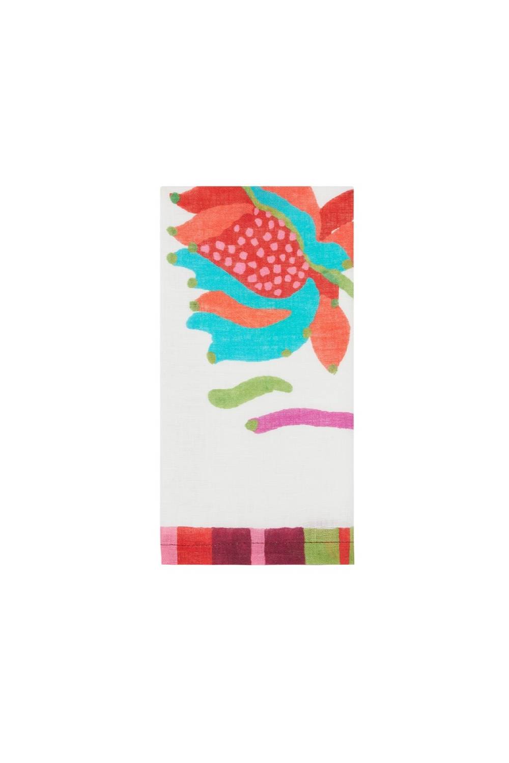 Lisa Corti tovagliolo lino 50x50cm japanese white red turquoise 2025