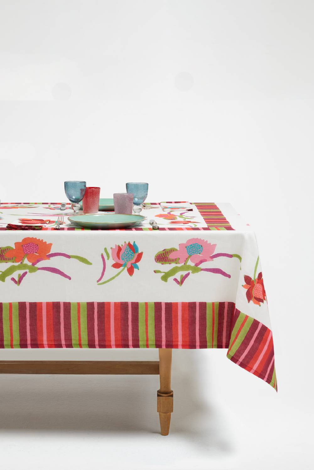 Lisa Corti telo lino 140x240cm japanese white red Negozi Online