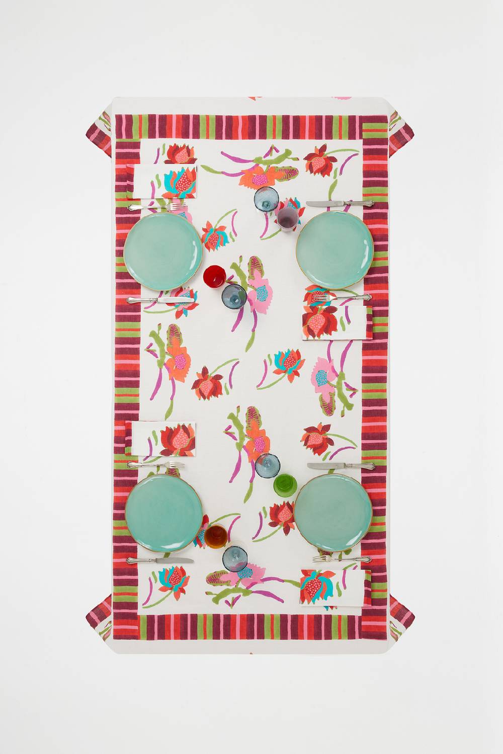 Lisa Corti telo lino 140x240cm japanese white red Negozi Online
