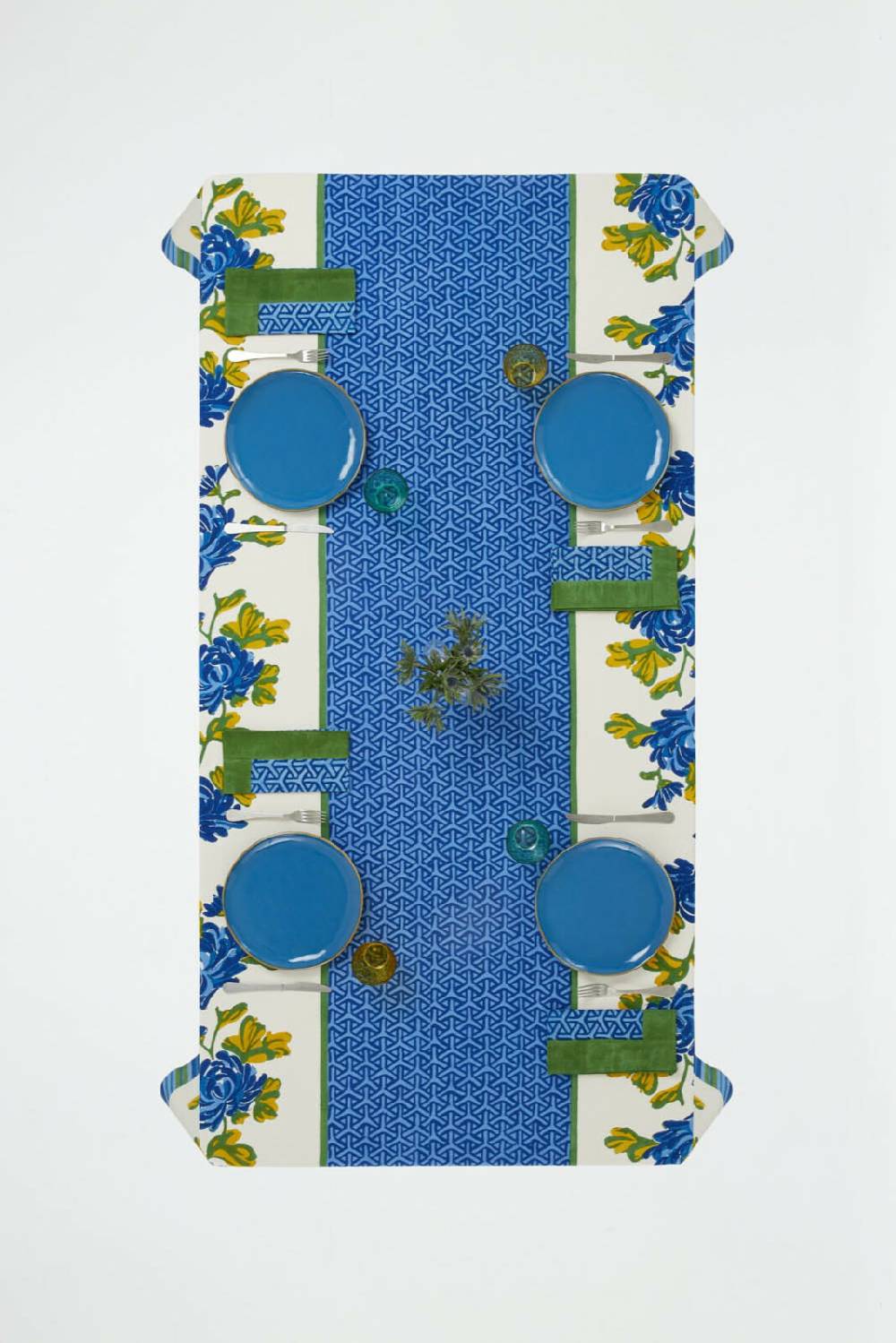 Lisa Corti telo cotone 140x240cm vienna blue cream Promozione Limitata