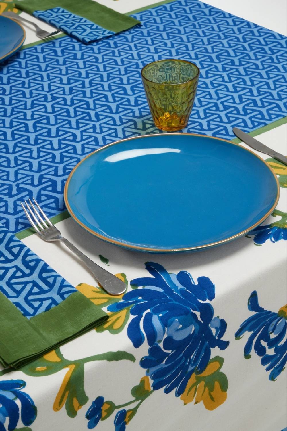 Lisa Corti telo cotone 140x240cm vienna blue cream Promozione Limitata