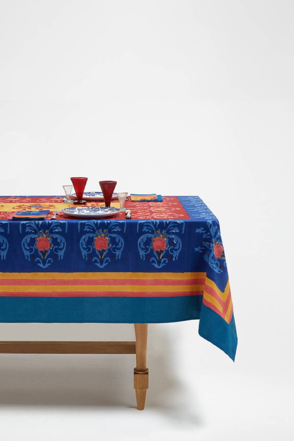 Lisa Corti telo cotone 140x240cm brocade royal blue Fino Al -60%