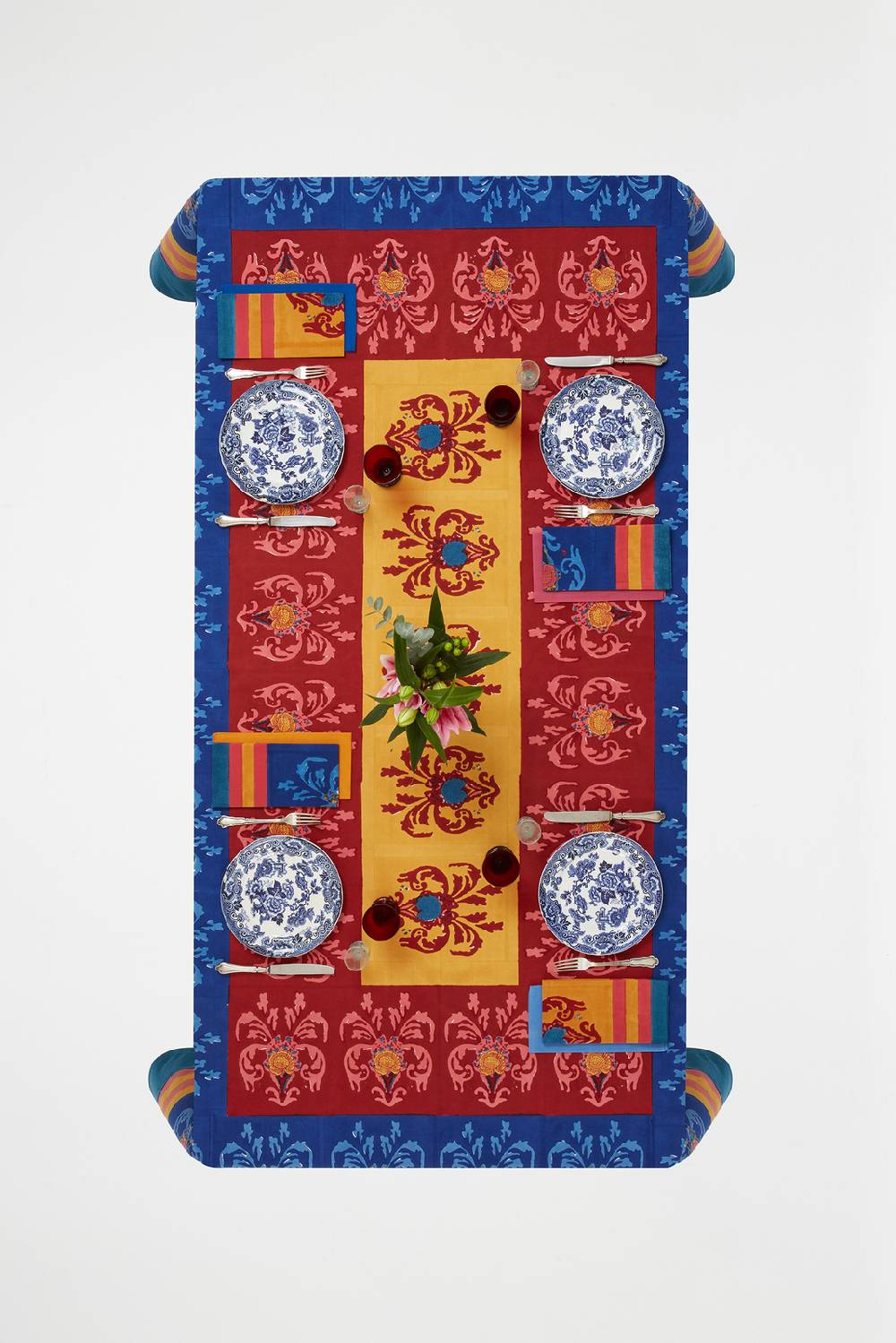 Lisa Corti telo cotone 140x240cm brocade royal blue Fino Al -60%