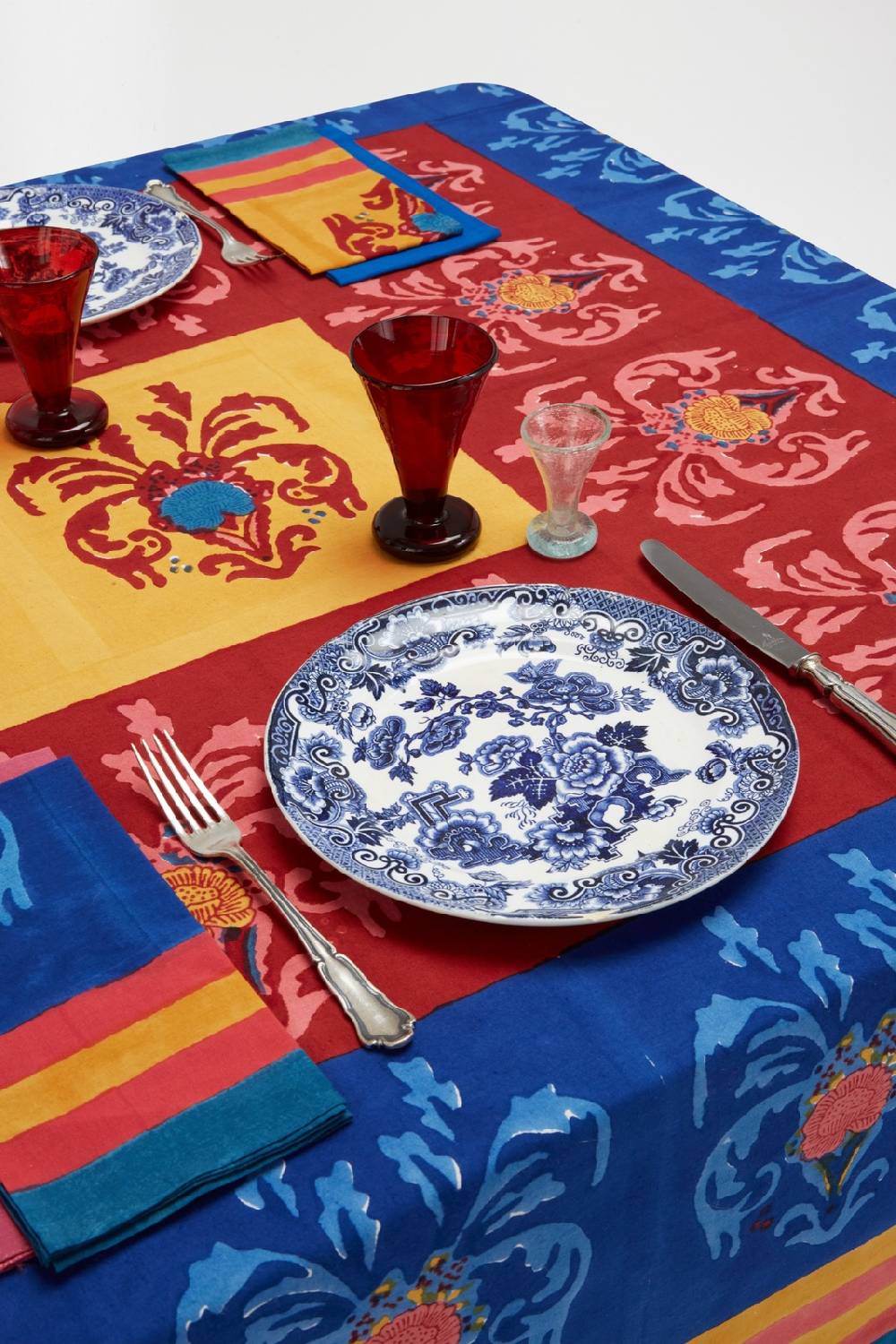 Lisa Corti telo cotone 140x240cm brocade royal blue Fino Al -60%