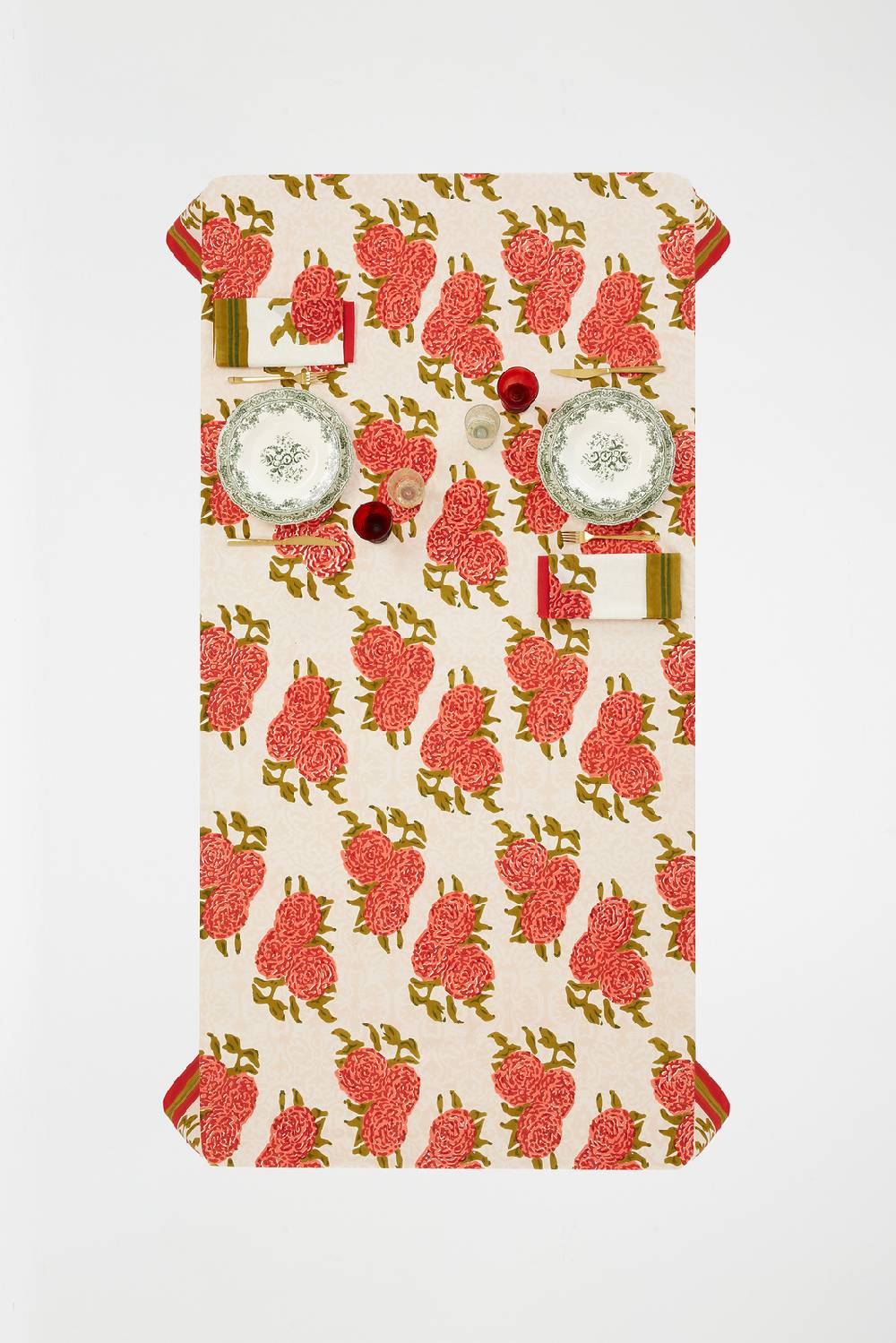 Lisa Corti telo cotone 140x240cm leopard bouquet red Presa