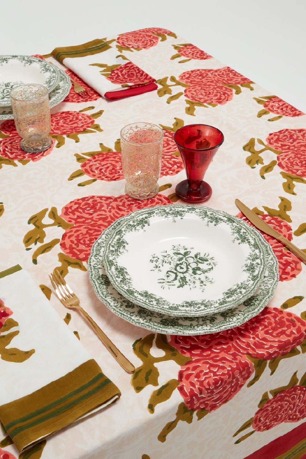 Lisa Corti telo cotone 140x240cm leopard bouquet red Presa