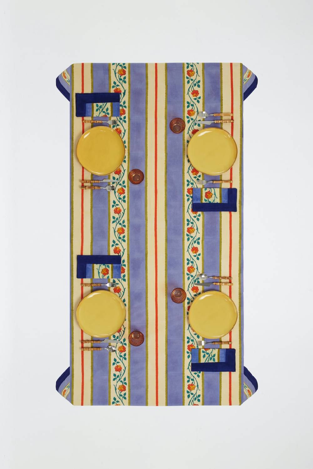 Lisa Corti telo cotone 140x240cm varanasi stripes pervinch Offerta