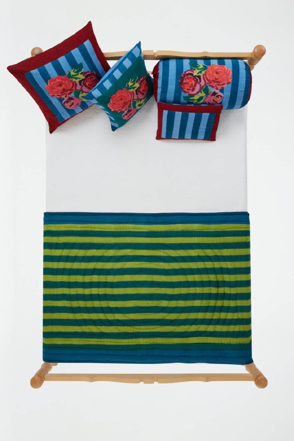 Lisa Corti trapunta reversibile 110x180cm nizam stripes ferozi sugar Convenienza