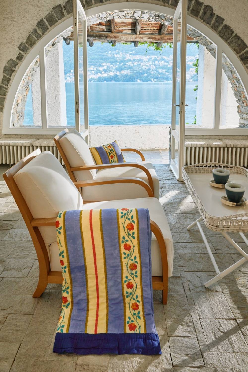 Lisa Corti trapunta reversibile 110x180cm varanasi stripes pervinch Offerte