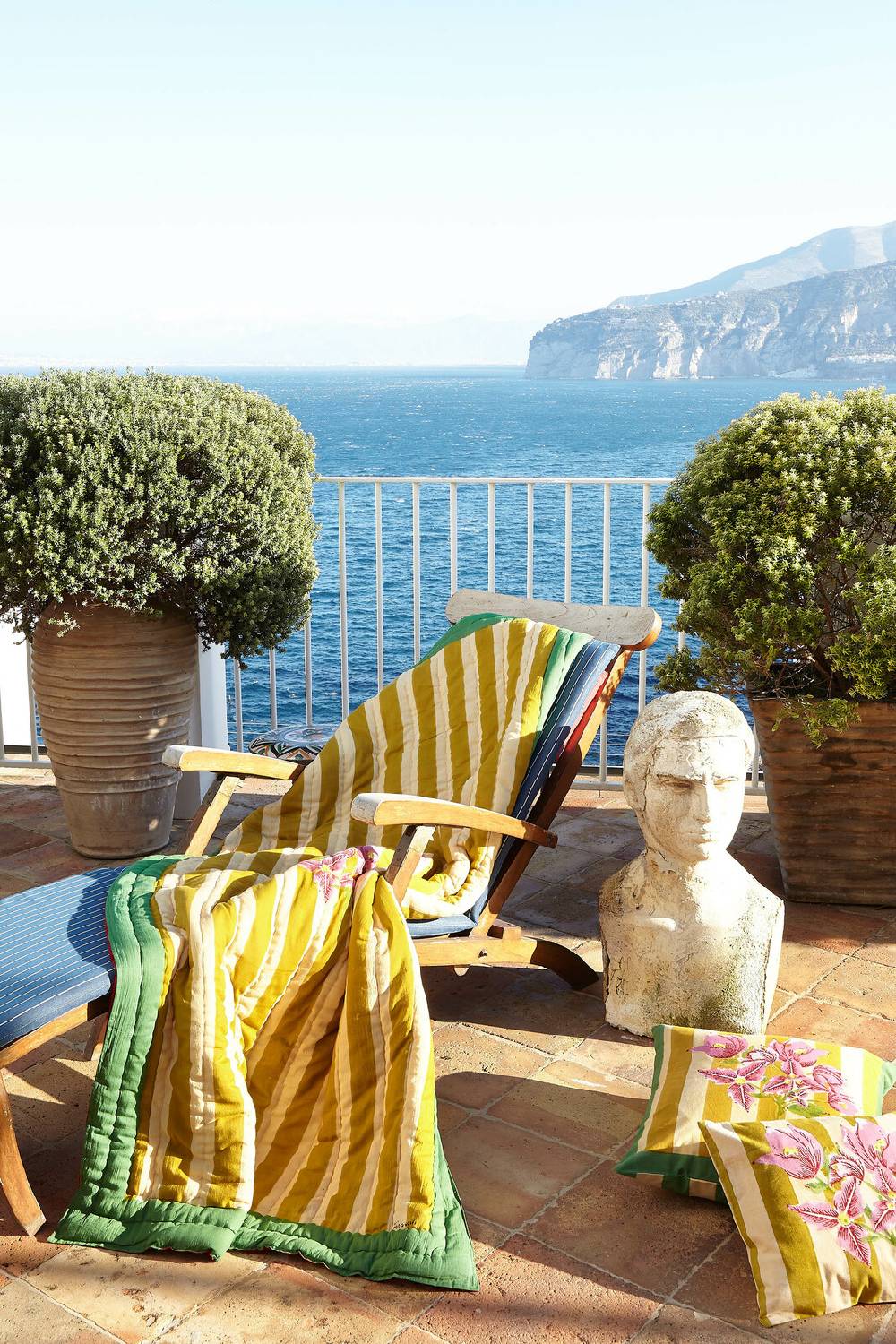 Lisa Corti trapunta reversibile 110x180cm issimo x lisa corti bouganville stripes white mustard Saldi Di Fabbrica