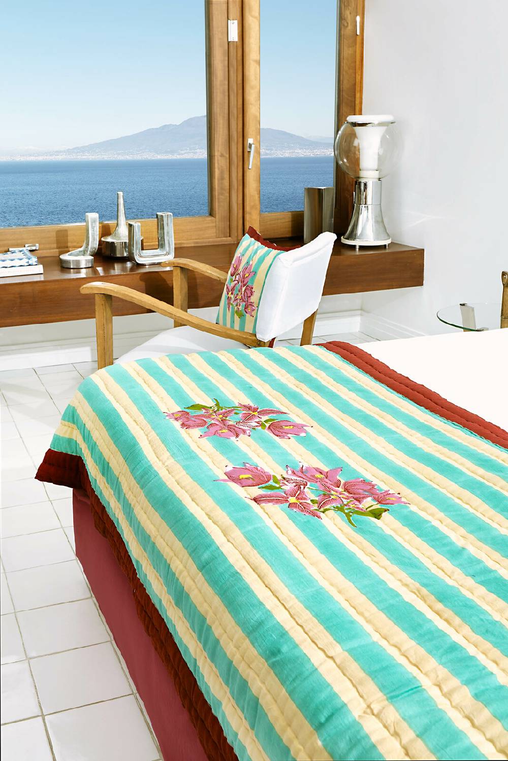 Lisa Corti trapunta reversibile 110x180cm issimo x lisa corti bouganville stripes white veronese I Più Venduti
