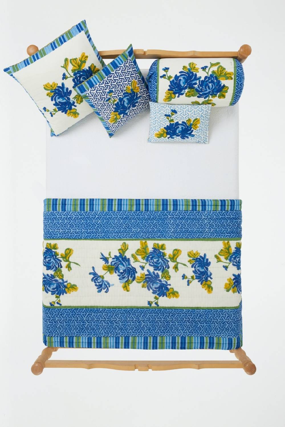 Lisa Corti trapunta reversibile 110x180cm vienna blue cream In Saldo