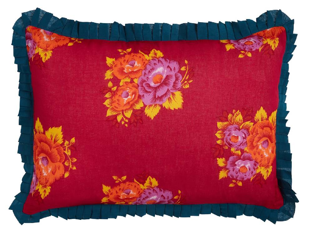 Lisa Corti federa organza 35x50cm tiger flower ruby red Consegna Veloce