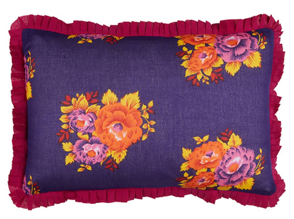 Lisa Corti federa organza 35x50cm tiger flower dark blue Sottocosto