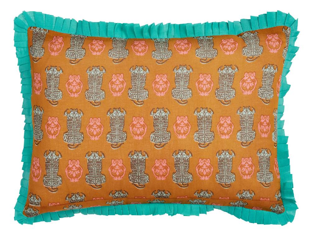 Lisa Corti federa organza 35x50cm tiger motive mustard Novità