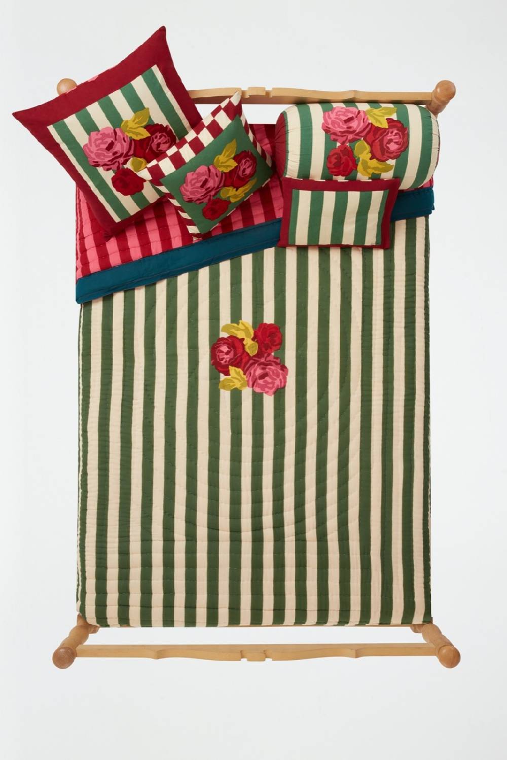 Lisa Corti trapunta reversibile 250x270cm nizam stripes green natural 2025