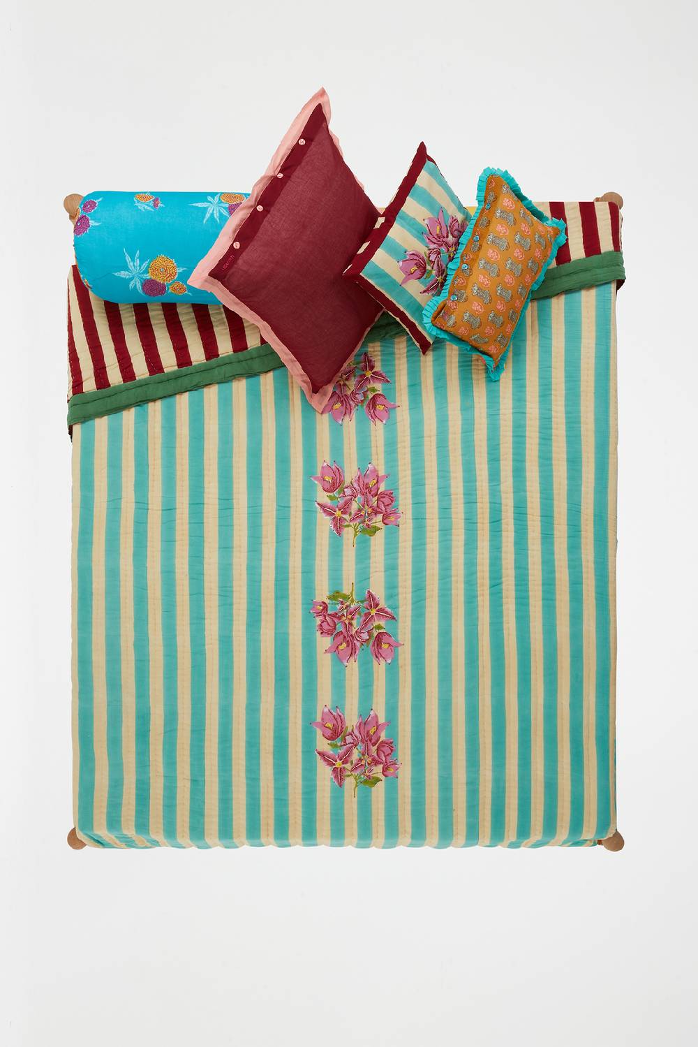 Lisa Corti trapunta reversibile 250x270cm issimo x lisa corti bouganville stripes white veronese Promozione
