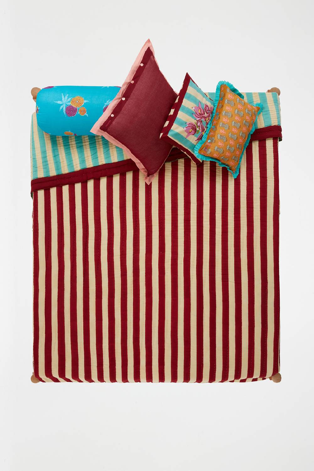 Lisa Corti trapunta reversibile 250x270cm issimo x lisa corti bouganville stripes white veronese Promozione