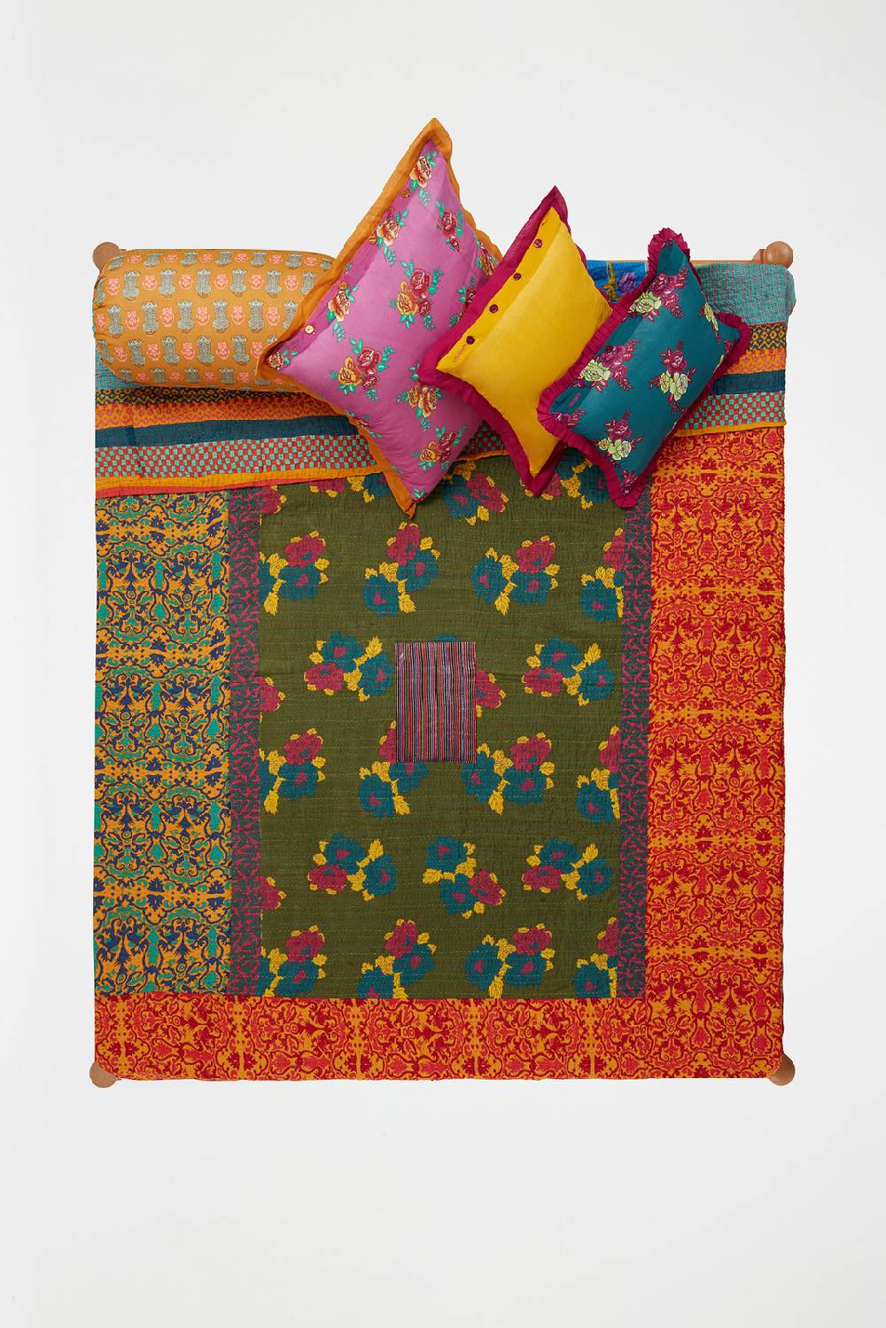 Lisa Corti copriletto reversibile gudri 250x270cm kauai peony olive green Promozione Limitata