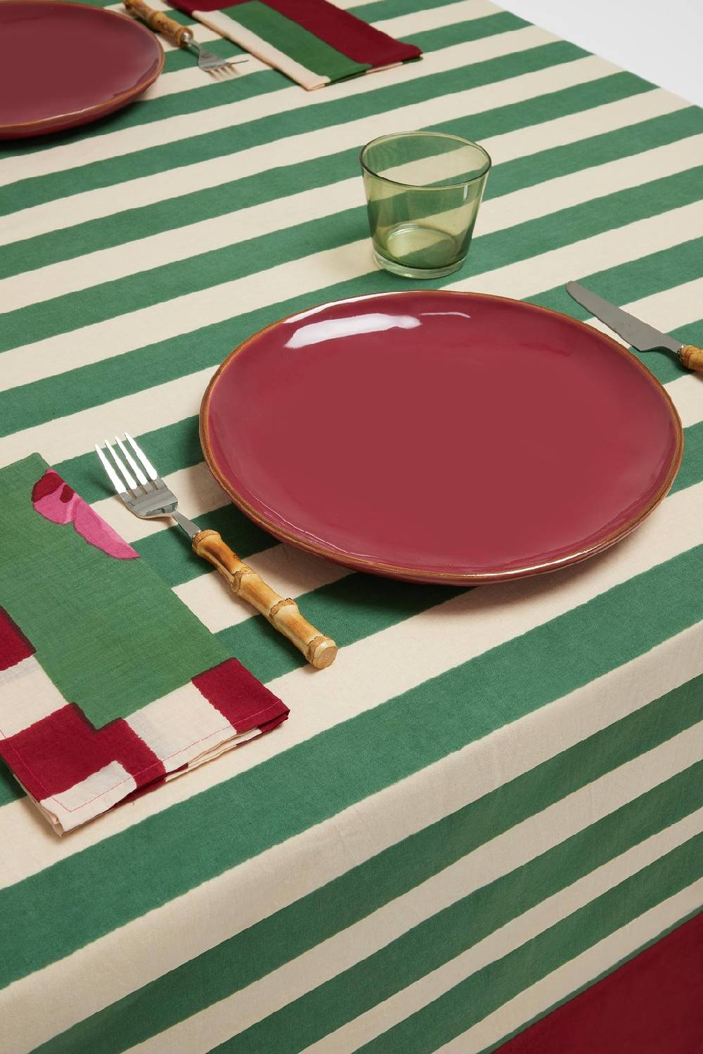 Lisa Corti telo cotone 250x270cm nizam stripes green natural Vendite Flash
