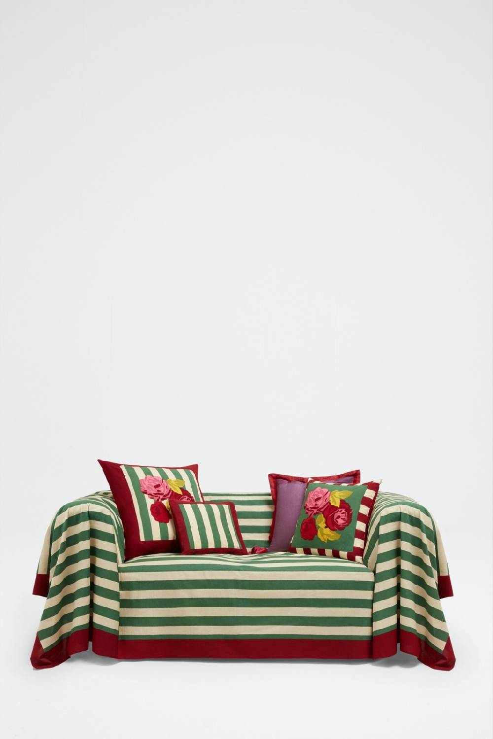 Lisa Corti telo cotone 250x270cm nizam stripes green natural Vendite Flash