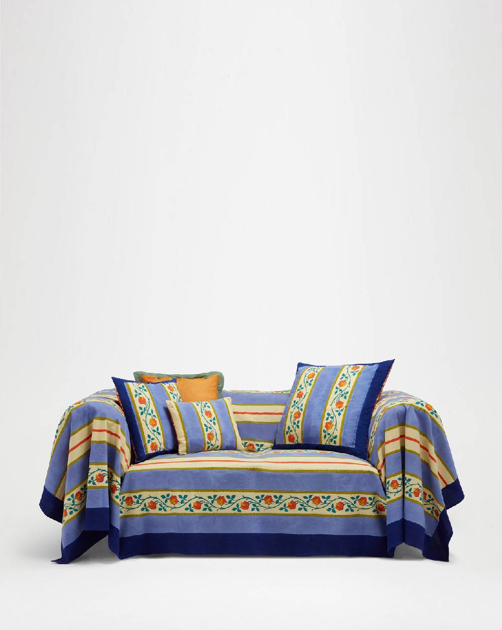 Lisa Corti telo cotone 250x270cm varanasi stripes pervinch In Saldo