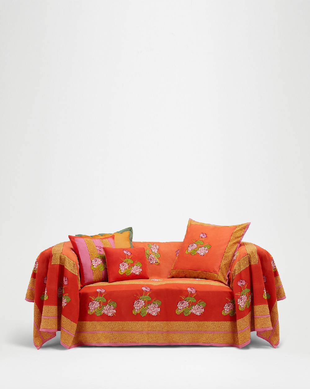 Lisa Corti telo cotone 250x270cm tea flower red orange 2025