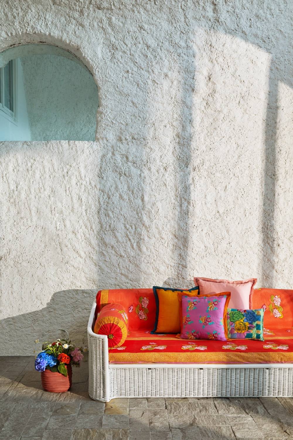 Lisa Corti telo cotone 250x270cm tea flower red orange 2025