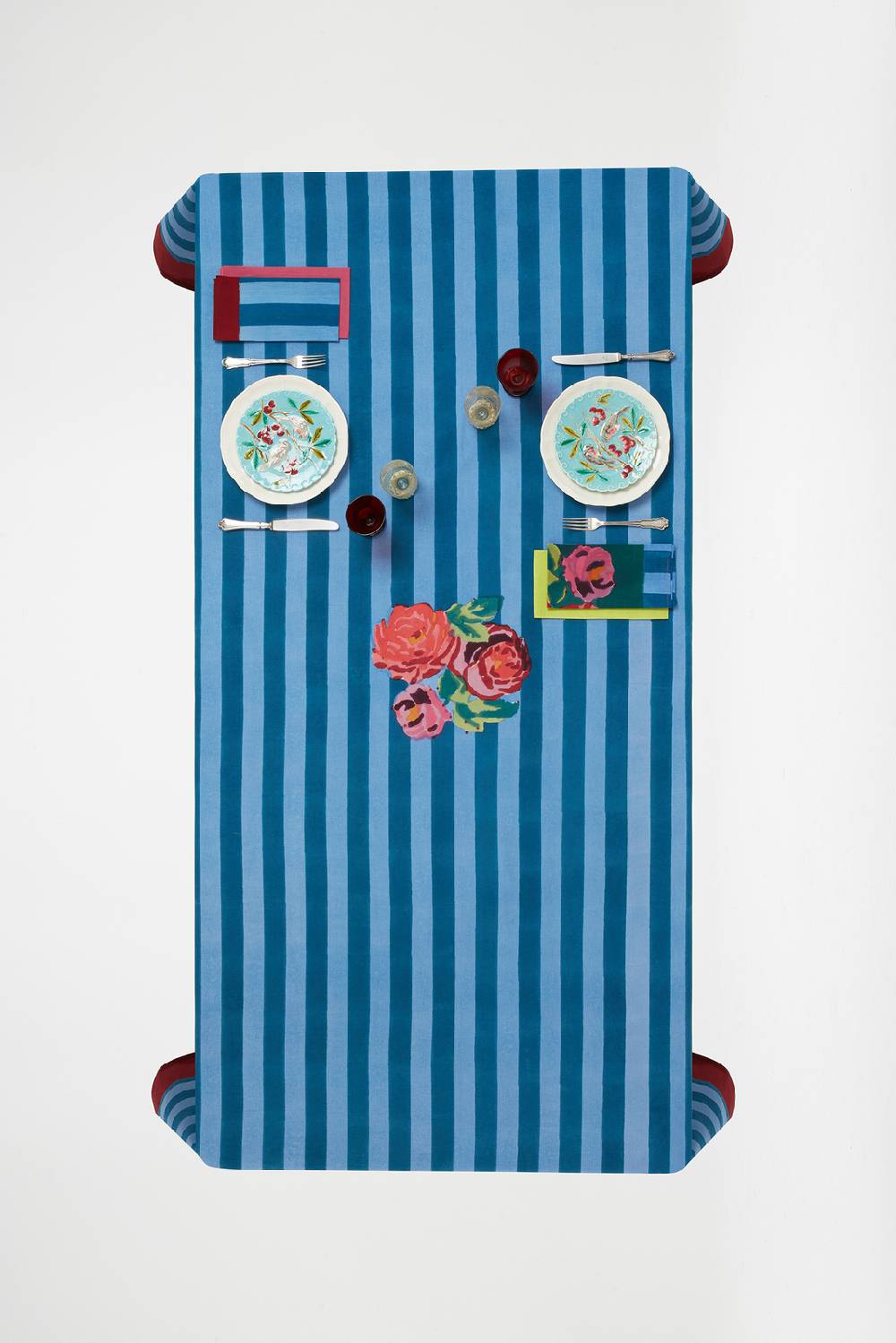 Lisa Corti telo cotone 250x270cm nizam stripes ferozi sugar Vendita