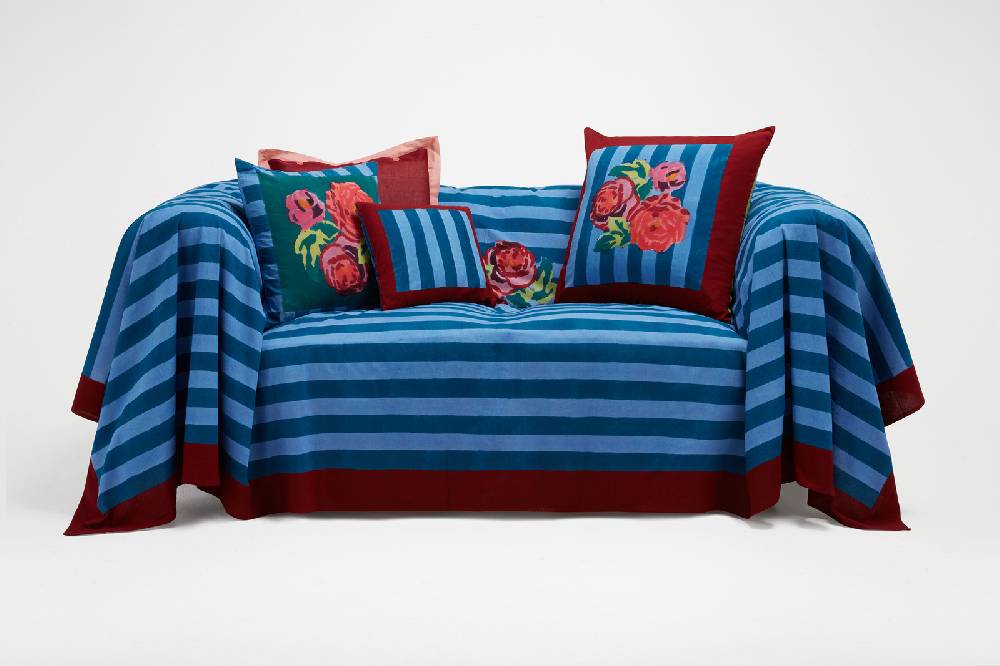 Lisa Corti telo cotone 250x270cm nizam stripes ferozi sugar Vendita