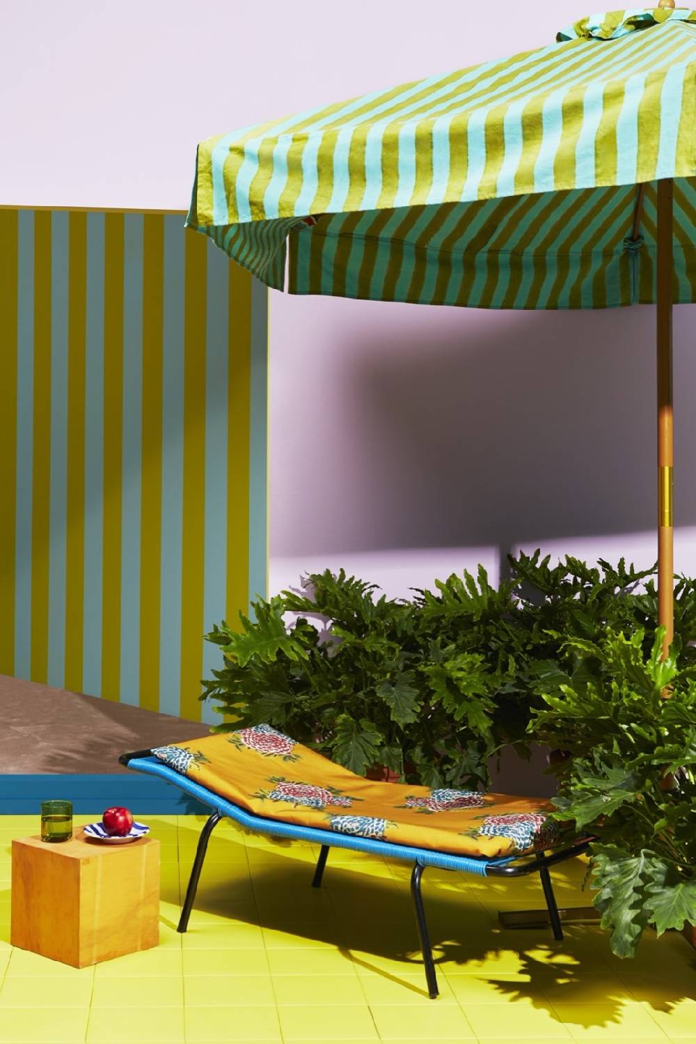 Lisa Corti tessuto da esterni stripes turquoise acid green Online