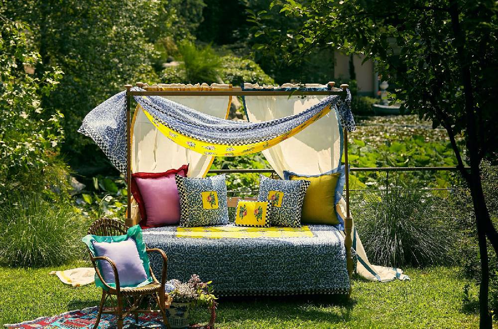 Lisa Corti tenda cotone 100x250cm bordo grey blue Vendite Flash