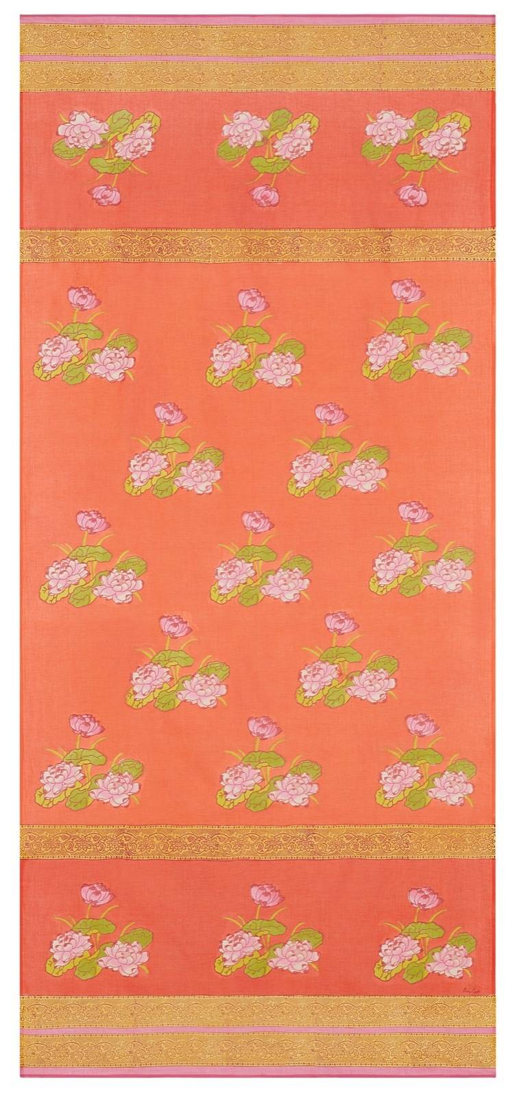 Lisa Corti tenda mussola di cotone 110x240cm tea flower red orange Qualità