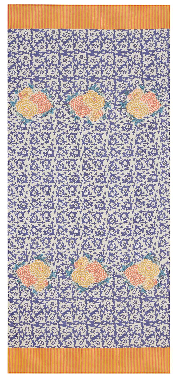 Lisa Corti tenda mussola di cotone 110x240cm arabesque corolla blue natural Vendita