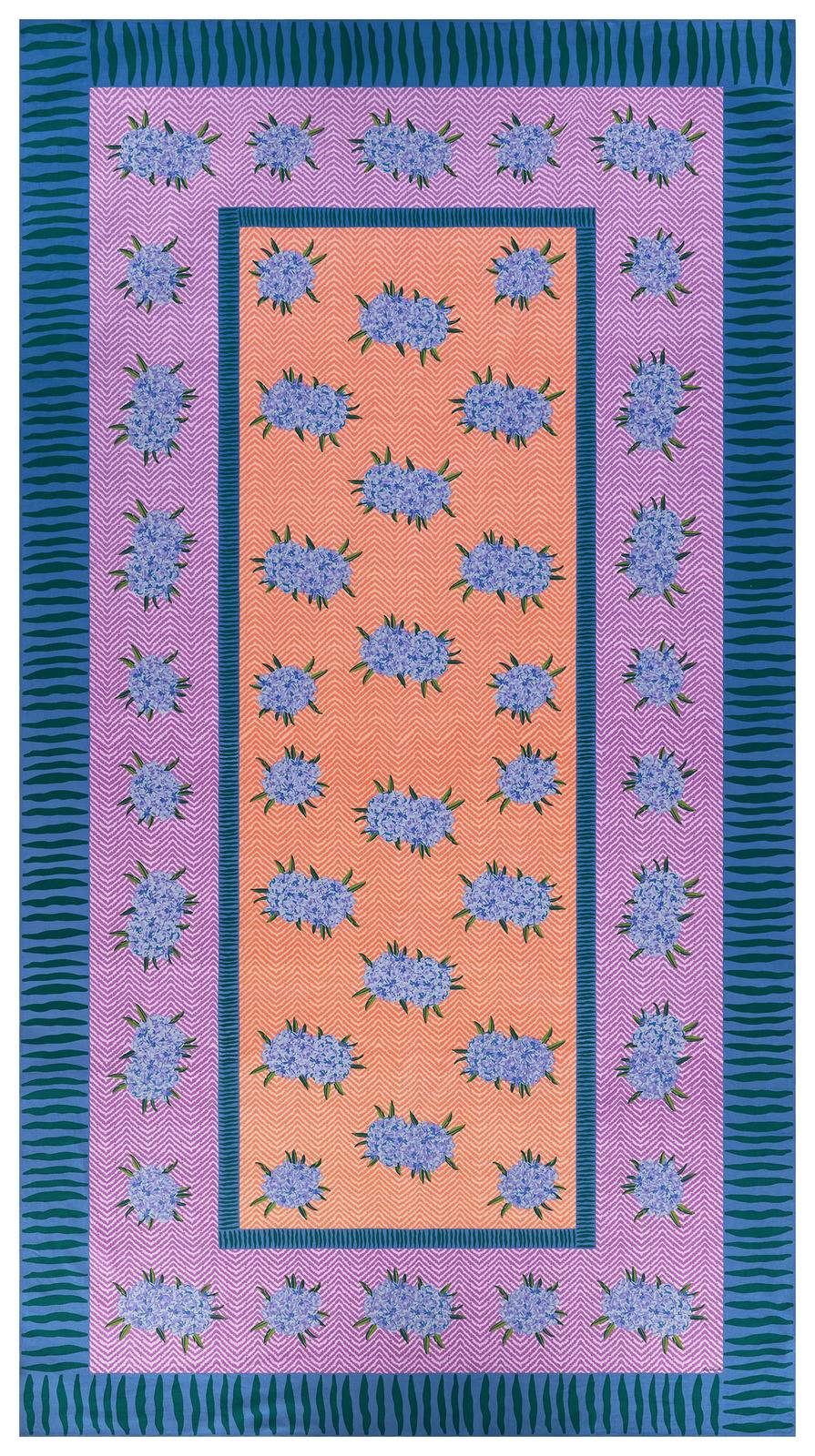 Lisa Corti telo cotone 180x350cm oleander lilac peach Pezzi Unici
