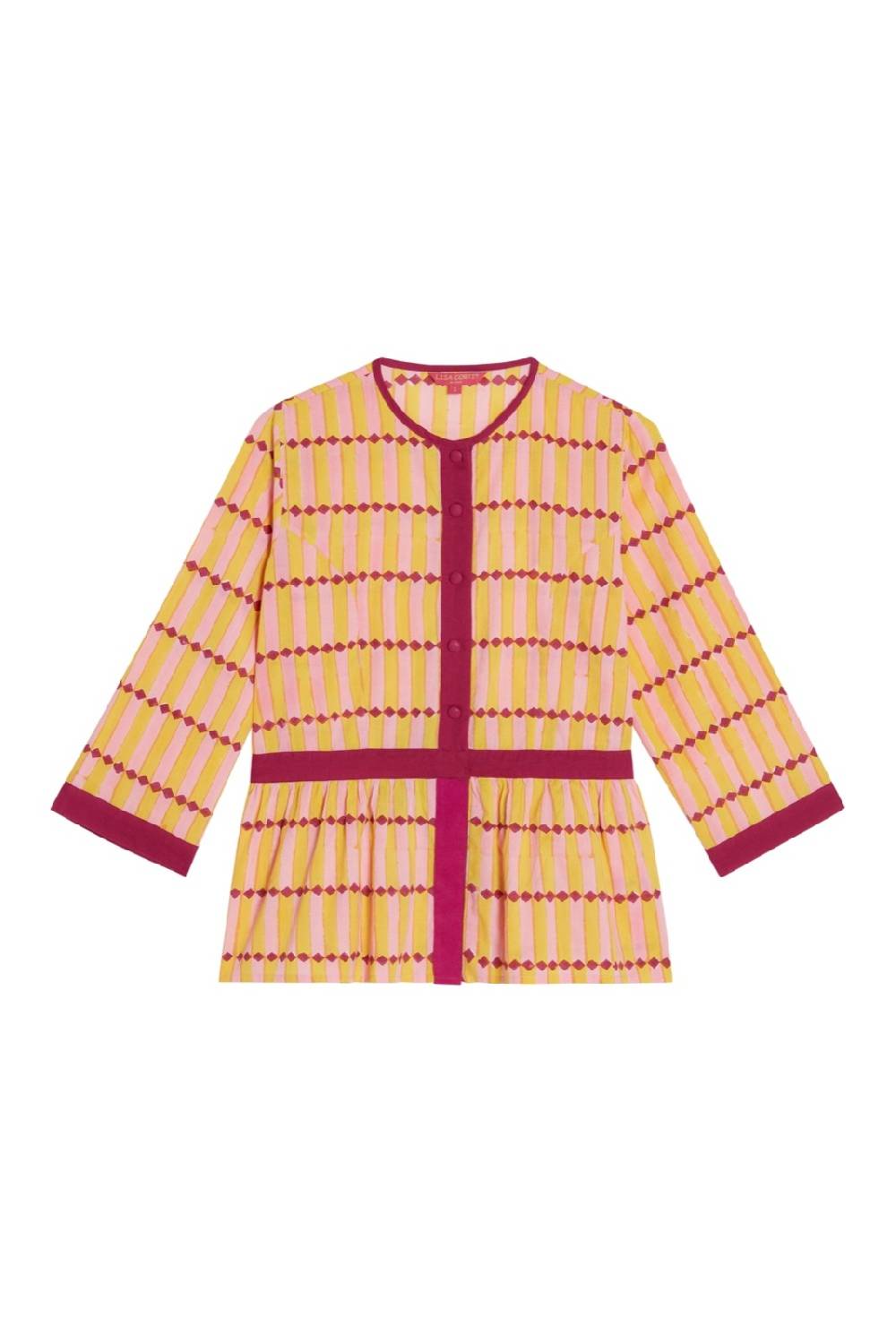 Lisa Corti top rainbow diamond stripes light yellow Saldi Di Fabbrica