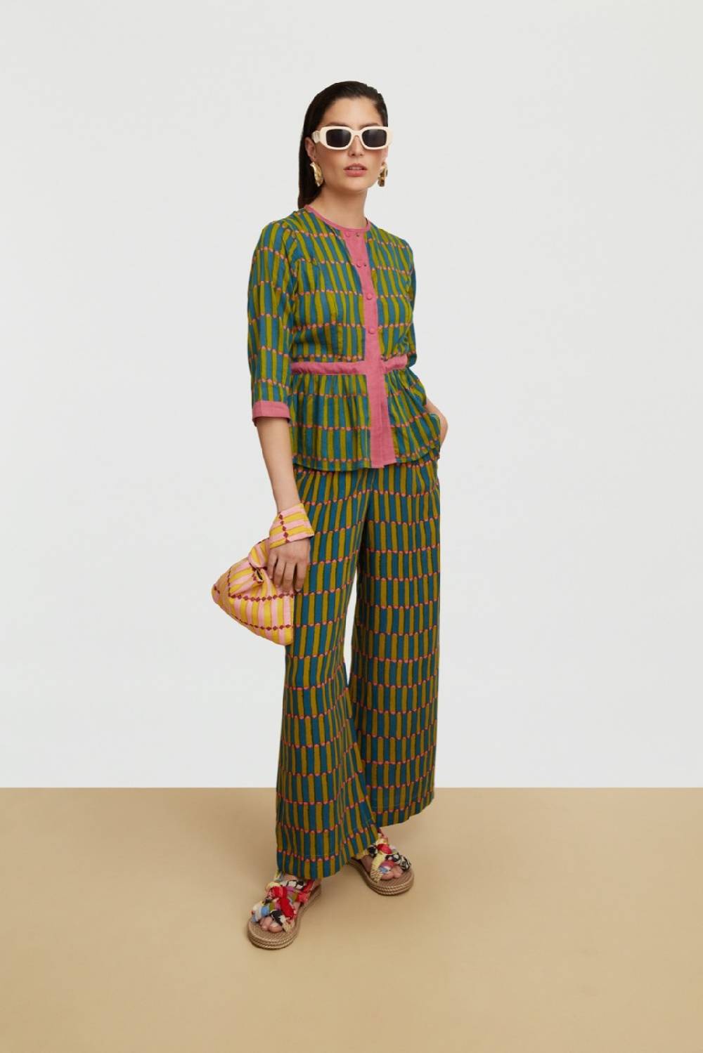 Lisa Corti top rainbow diamond stripes acid green I Più Venduti