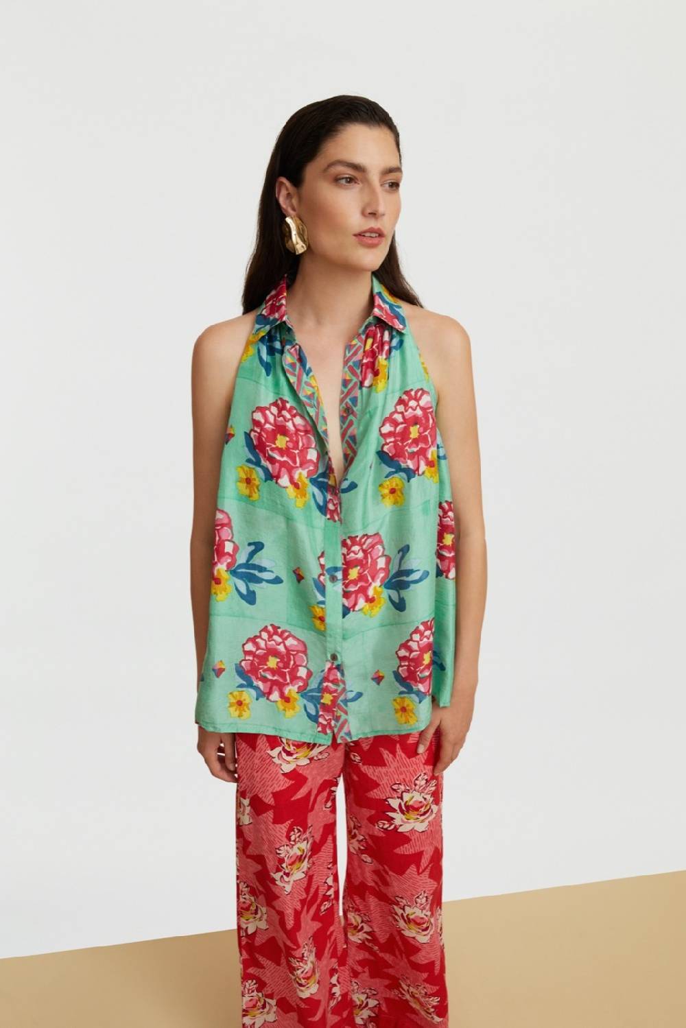 Lisa Corti camicia ava ramye aqua Negozio