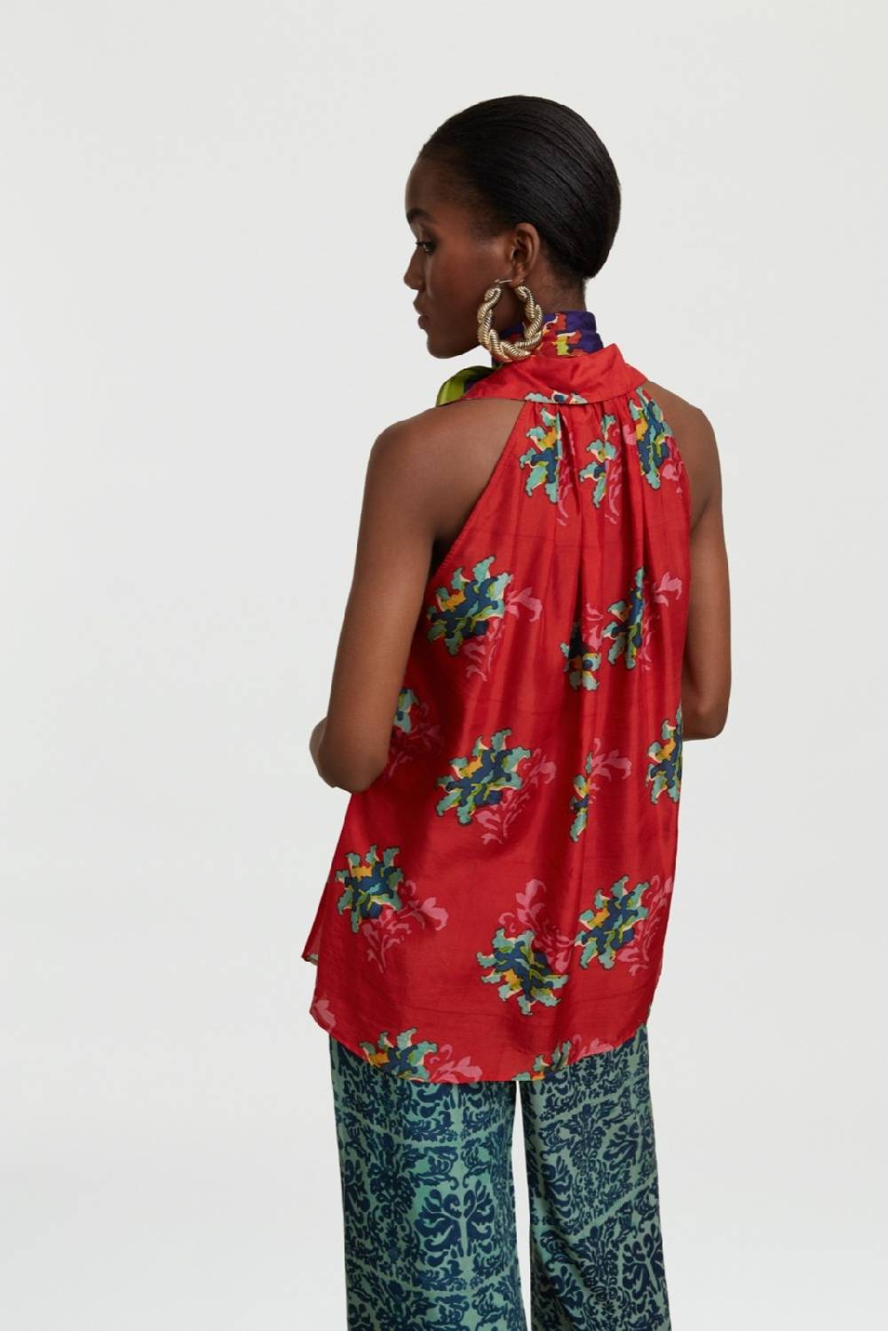 Lisa Corti camicia ava tangeri flower coral Nuova