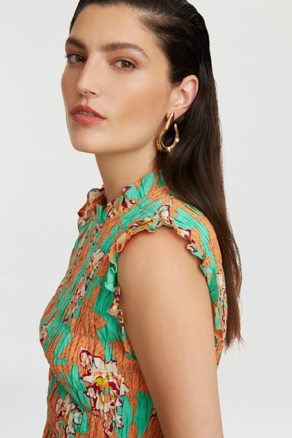 Lisa Corti top pineapple star flower aqua Sconto di tempo limitato
