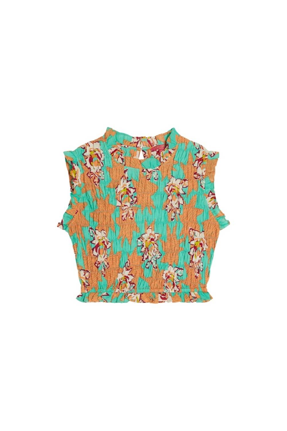 Lisa Corti top pineapple star flower aqua Sconto di tempo limitato