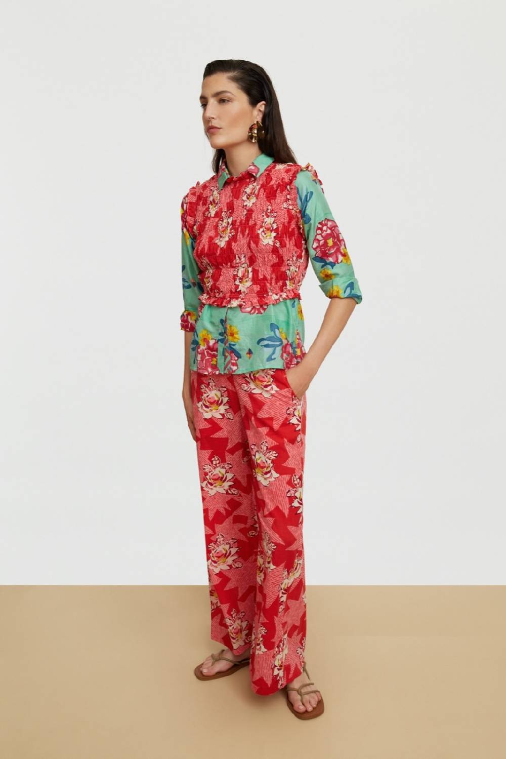Lisa Corti top pineapple star flower red Prezzo di fabbrica