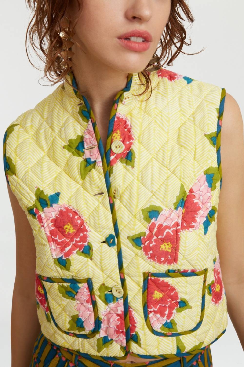Lisa Corti gilet jaipur barwara light yellow Comprare a buon mercato